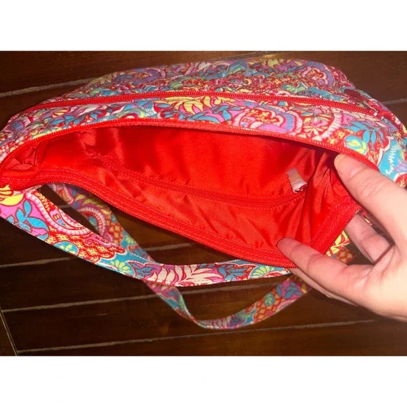 Vera Bradley Crossbody Diaper Bag Shoulder Paisley Floral Print Zip Front Pocket - Picture 14 of 14